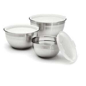 NIB Cuisinart Stainless Steel Mixing Bowl Set with Lids